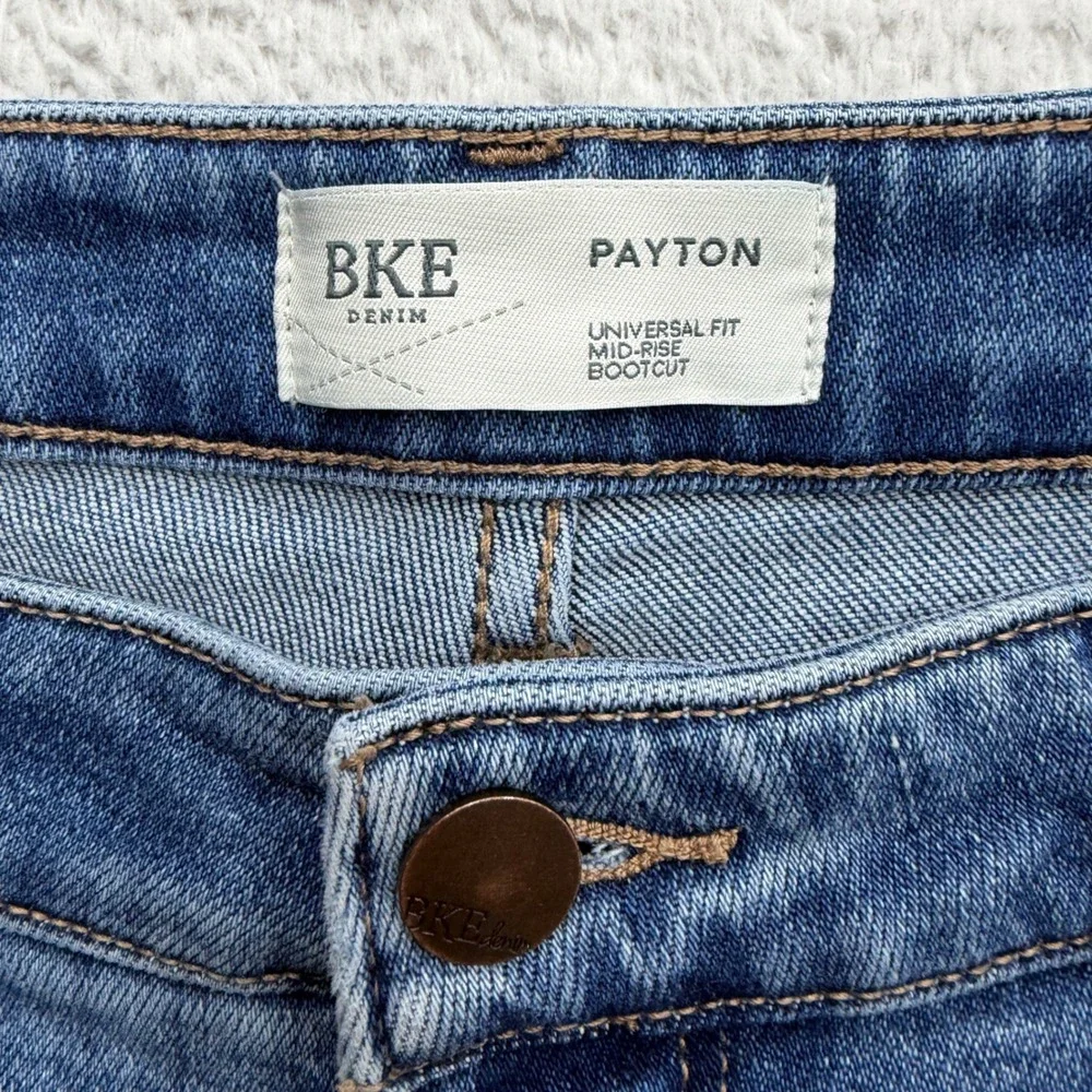 BKE Payton‎ Men Medium Wash Mid Rise Bootcut Stretch Jeans 33x32 Whiskered